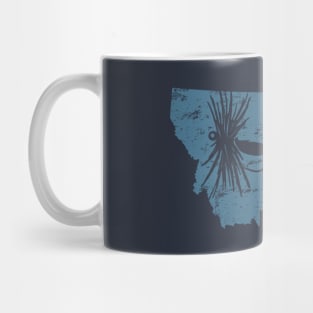 Distressed Big Fly Fishing Montana Navy Mug